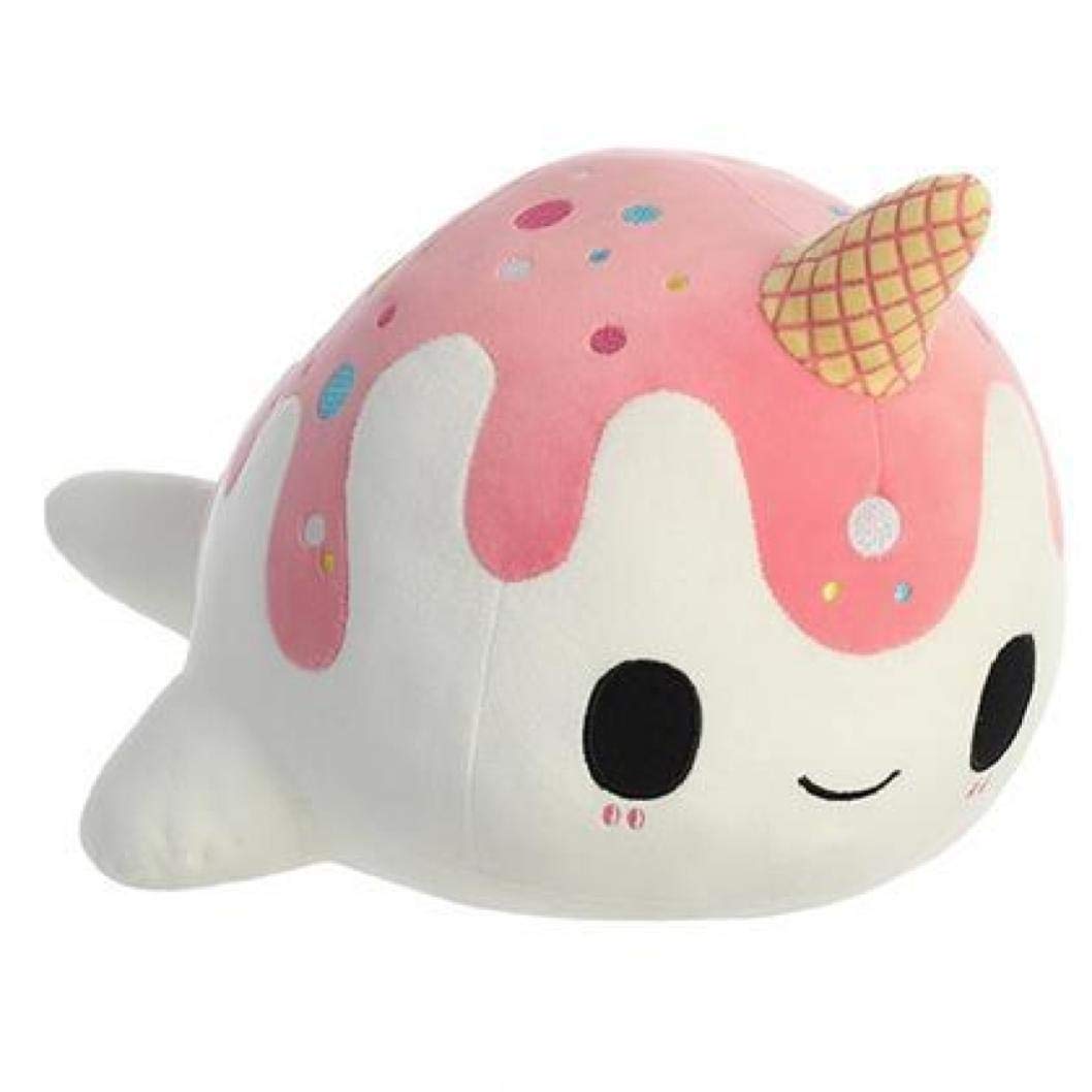 Aurora® Enchanting Tasty Peach® Vanilla-Berry Nomwhal Stuffed Animal - Bright & Colorful Design - Showpiece Plush - White 12.5 Inches