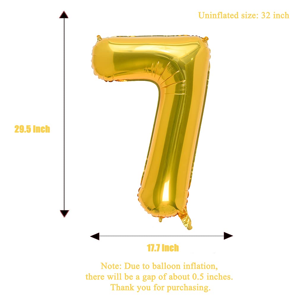 32 Inch Gold Number 7 Balloons Foil Ballon Digital Birthday Party Decoration Supplies (Gold Number 7 Balloon)
