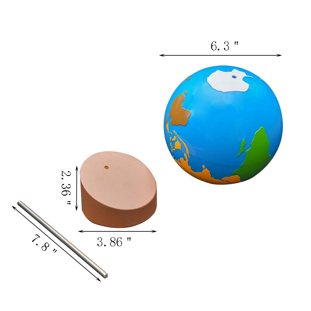 Montessori Globe - World Parts Science And Cultural Geography Materials Continental Globe And Sandpaper Globe Early Education Teaching Aids Toys