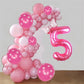 Kwuz 40 Inch Pink Number 5 Balloon with Mini Bow Balloon for Girls 5th Birthday Decorations, Pink Girl Princess Western Cowgirl