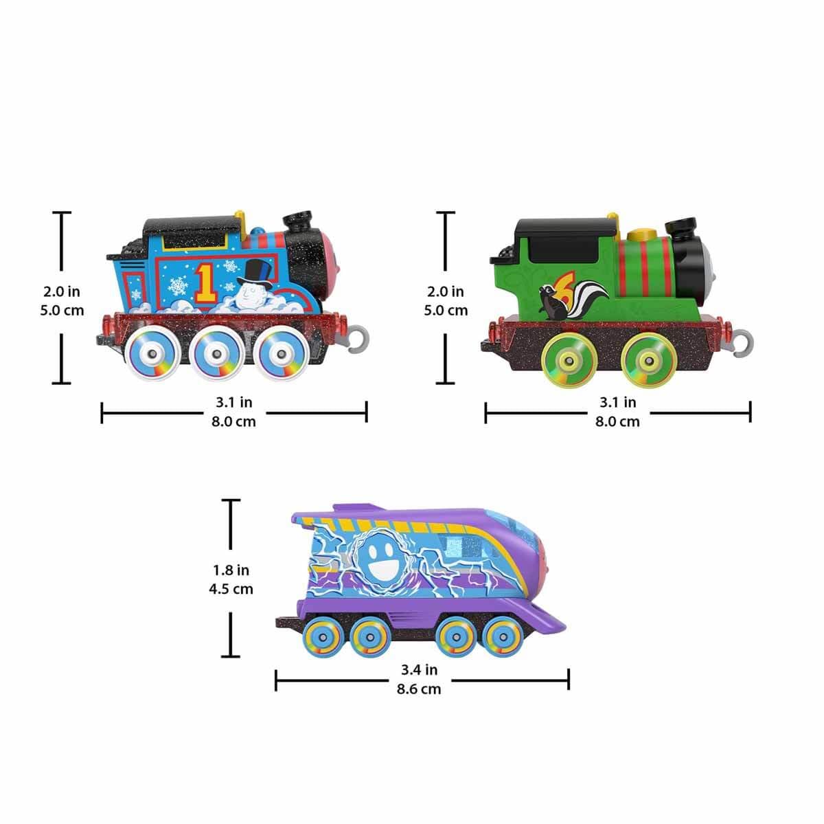 Thomas and Friends Toy Train 3-Pack, Color Changers, Diecast Thomas Percy and Kana Engines with Color Reveal in Warm and Cold Wa