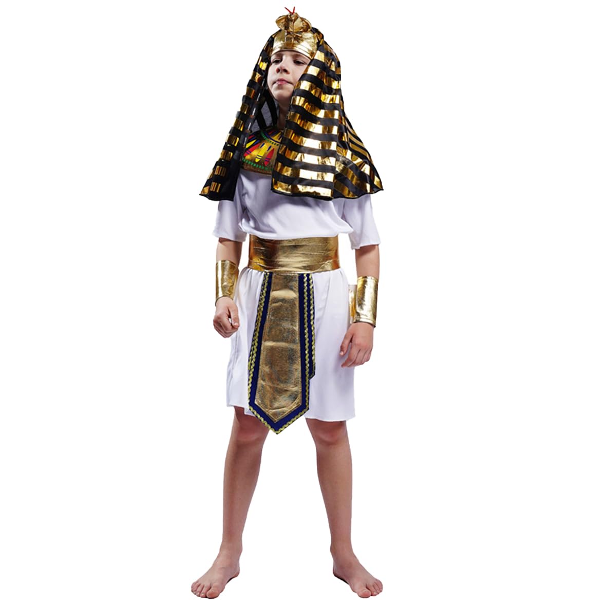 Pgond Egyptian Pharaoh Costume Kids Boys Role-Play Egypt King Outfit (10-12 Years)