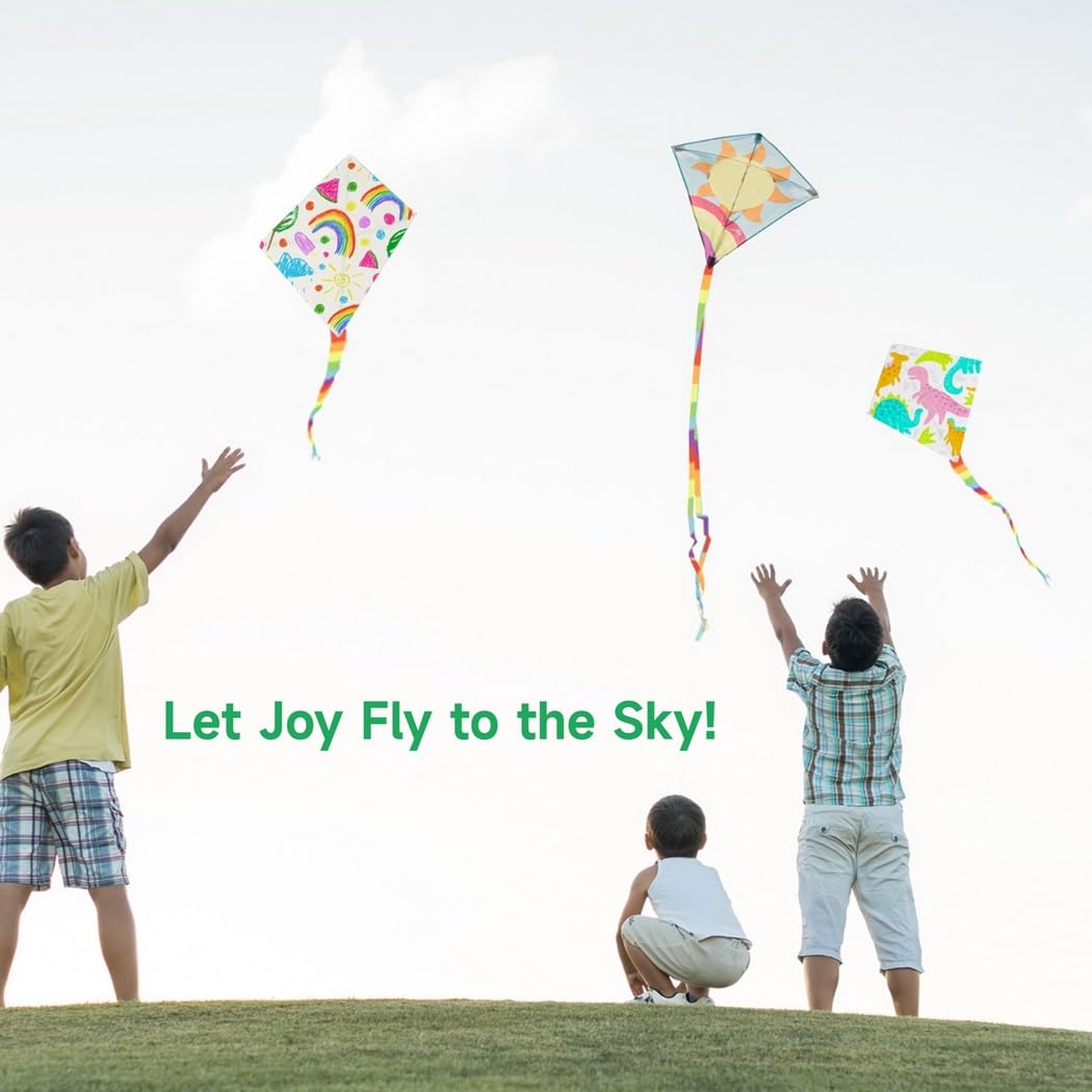 B Bangcool Diy Kids Kite Blank Kites Making Painting White Paper Blank Kites With Swivel Line For Kids Outdoor Park Beach Grassland Activities(20Pcs)