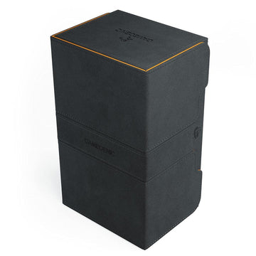 Gamegenic Stronghold 200+ Xl Convertible Deck Box | Double-Sleeved Card Storage | Card Game Protector | Nexofyber Surface | Holds Up To 200 Cards | Black And Orange Color (Ggs20071Ml)