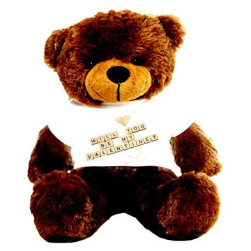 Click4Deal Big Teddy Bear 3 Feet Long Wearing A Be My Valentine T-Shirt (Bear 91 Cm) (Dark Brown)