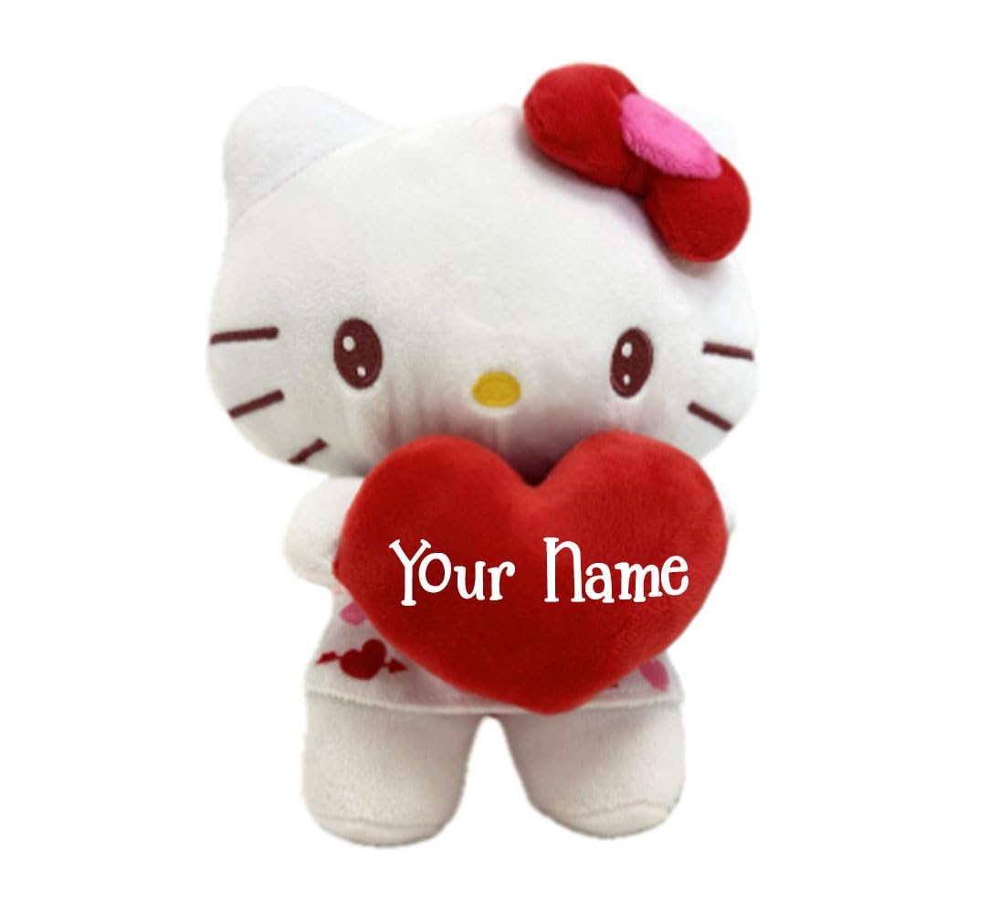 The Trendy Turtle Personalized Hello Kitty Plush Stuffed Animal - Multi, Model PERHK, Soft Polyester Toy for Valentine's Day