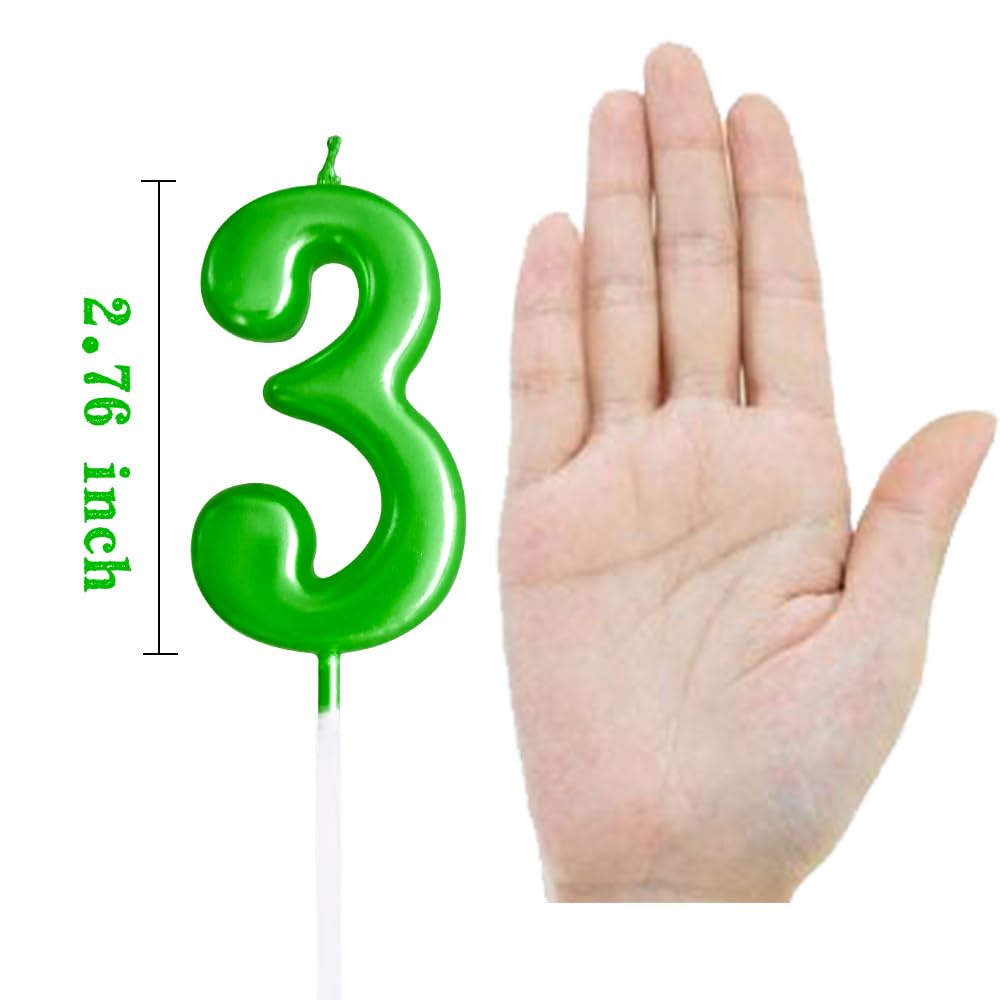 XNOVA Green Birthday Candles - 3rd Birthday Cake Candles, Number 3, Synthetic Wax, Cool Roman Numerals, Ideal for Celebrations