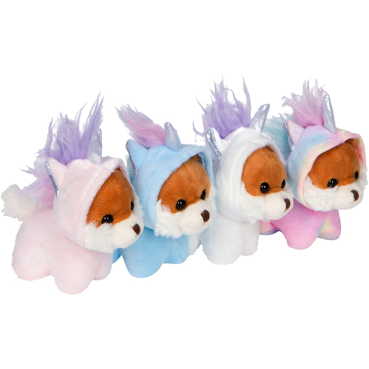 PixieCrush Snugababies Plush Stuffed Dogs & Puppies in Rainbow Unicorn Hoodie for Girls Ages 3-8 | Model CGPUPFAM3
