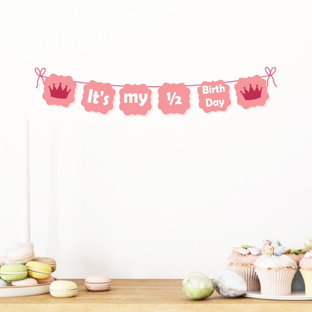 Untumble Half Birthday Decoration With Its My Half Birthday Bunting | Half Birthday Decoration Items | Pink | Pack Of 1