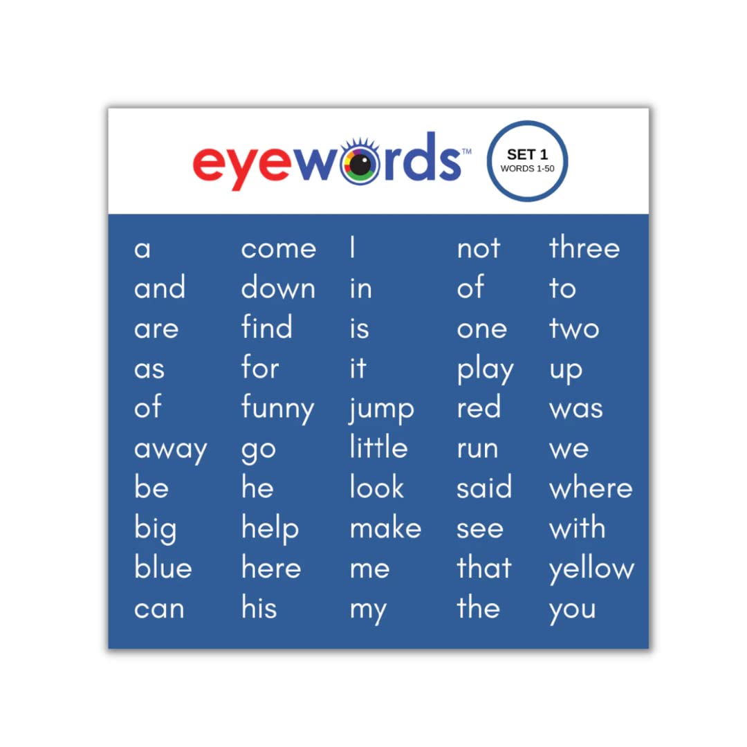 Eyewords - Multisensory Sight Word Phonics Flash Cards - Kinesthetic Learning Approach, Set #1, Words 1-50