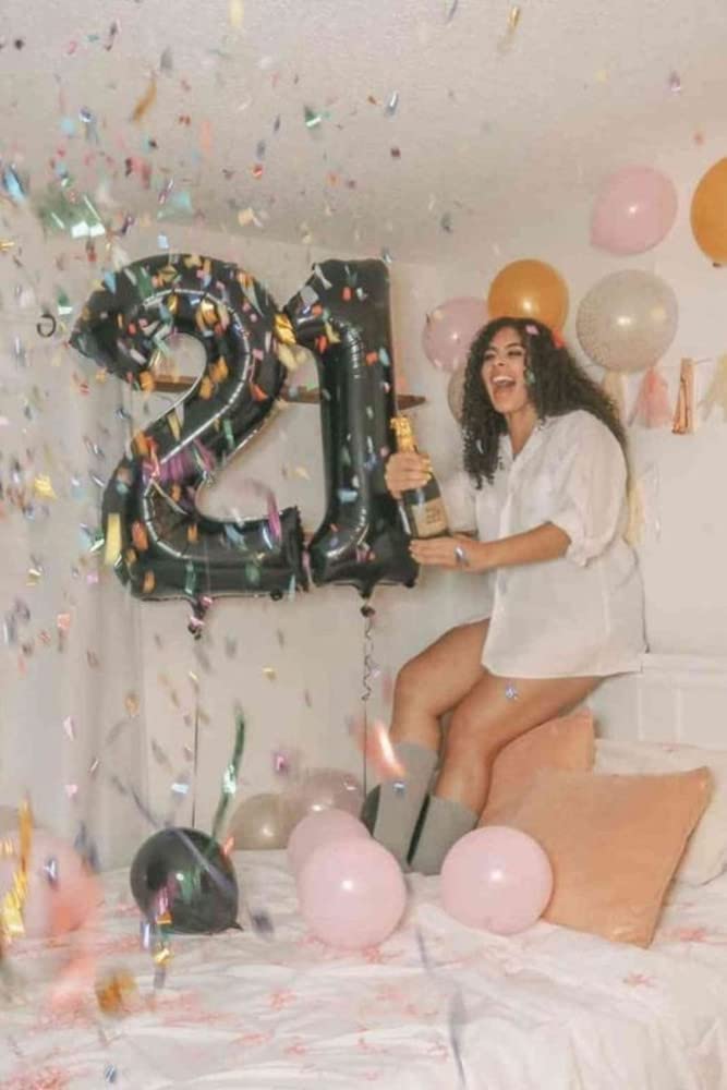 Number 2 Balloon 40 Inch Black Two Balloon Number Birthday Decorations, 2Nd 12 21St Party Celebration Decorations Graduations An