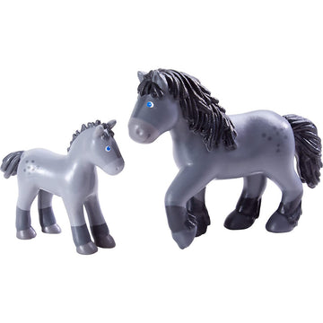 Haba Little Friends Momma And Baby Playset - Cassandra Horse And Cleo Foal Chunky Plastic Farm Animal Toy Figures