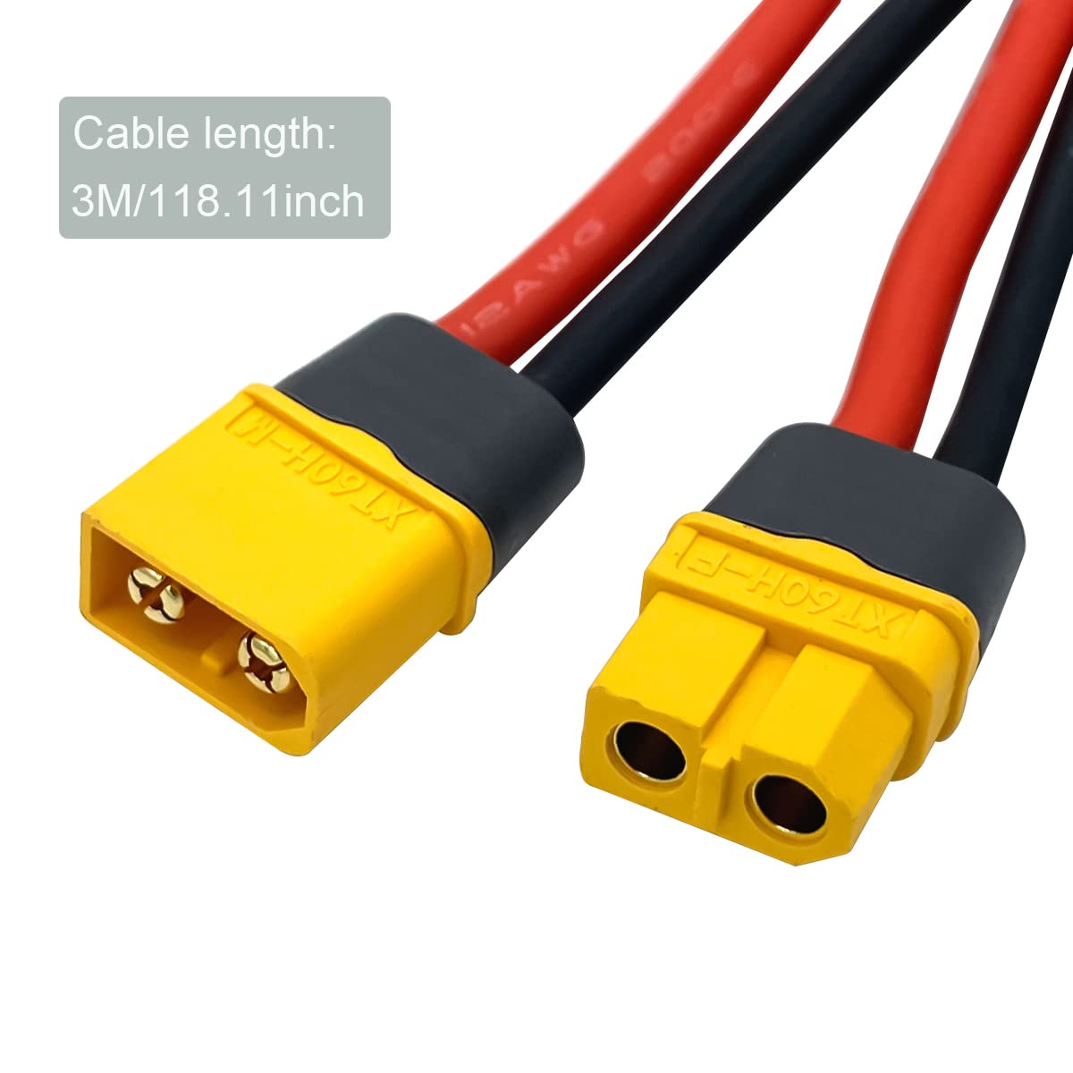 3PCS XT60H Plug Extension Cable XT60H Plug Male Connector to XT60H Plug Female Connector Wire Adapter with 11.8inch 14awg Silico