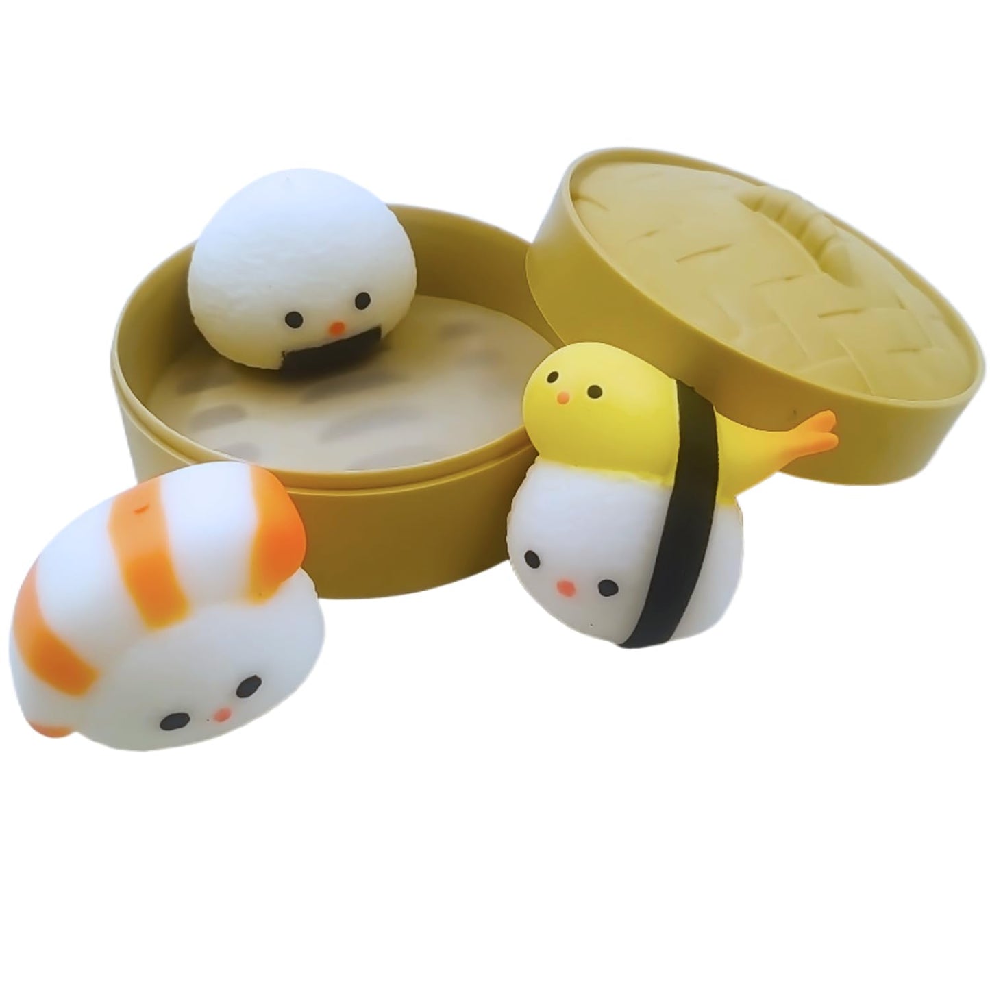 3 PCS Squisheez Sushi Stress Balls,Funny Squeeze Sushi Toy for Kids and Adults,Stress Relief Squishy Sushi Toy,Elastic and Soft