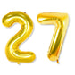 Flyloons 27 number Golden Foil Balloon 16 inch Size Birthday Decoration Items Pack of 2 | 27th Year Balloons | Twenty Seven