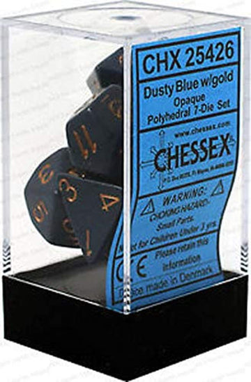 Chessex Manufacturing 25426 Opaque Dusty Blue With Copper Polyhedral Dice Set Of 7