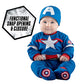 Marvel Captain America Official Infant Halloween Costume - enhanced Quality Minky Fabric Jumpsuit and Non-Slip Booties (0-6 Months) Blue