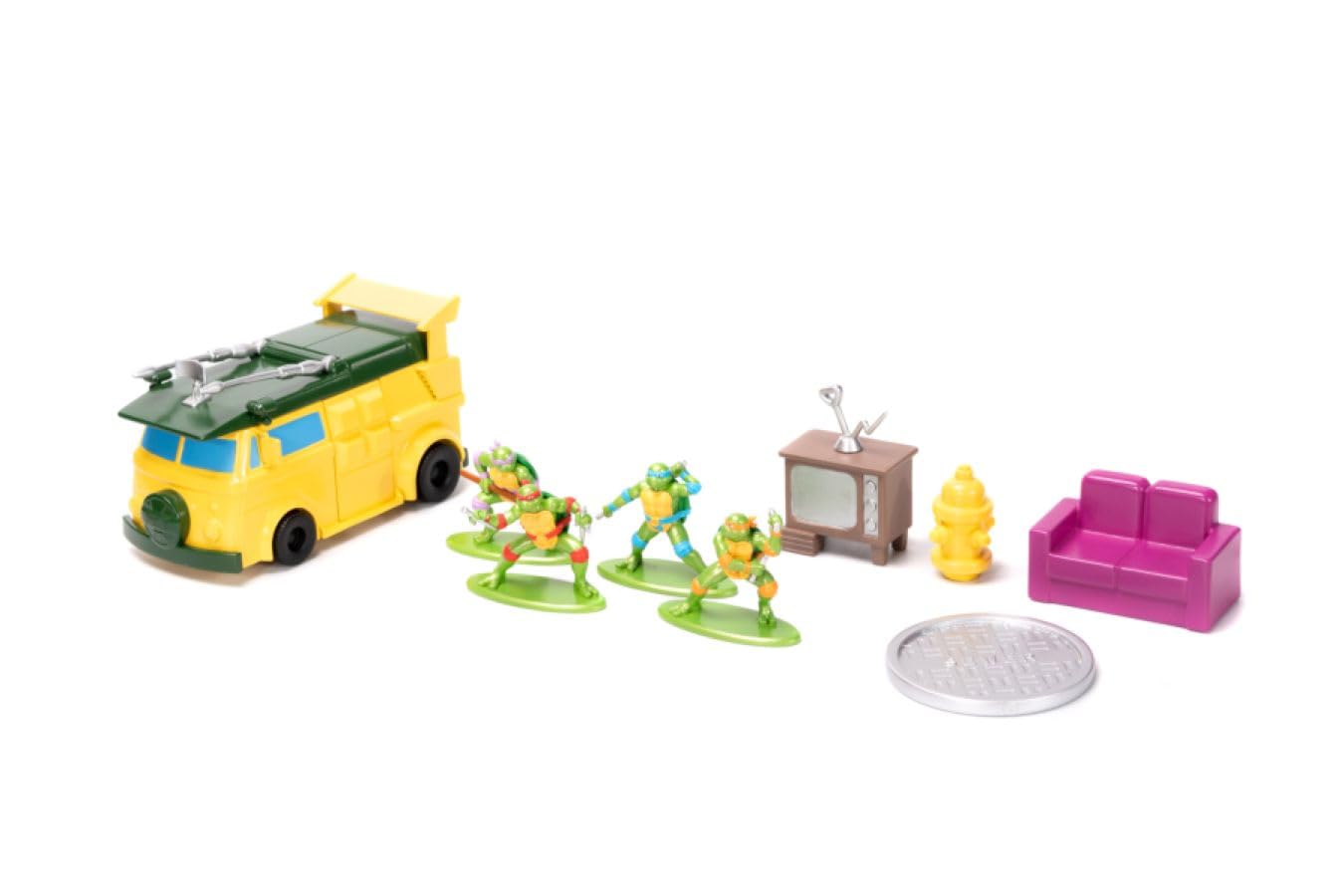 Jada Toys Teenage Mutant Ninja Turtles Turtle Lair Nano Scene with Die-Cast Figures, Plastic, Model JAD34679, Color: Nano Scene Lair