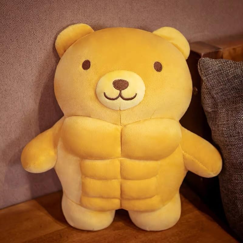 Arkdorz Muscle Teddy Bear Plush Toy,Kawaii Muscle Bear Stuffed Animal Soft Stuffed Bear For Kids Boys Girls