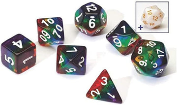 Sirius Dice Sdz000110 7 Piece Transparent Rainbow Dice Set - White