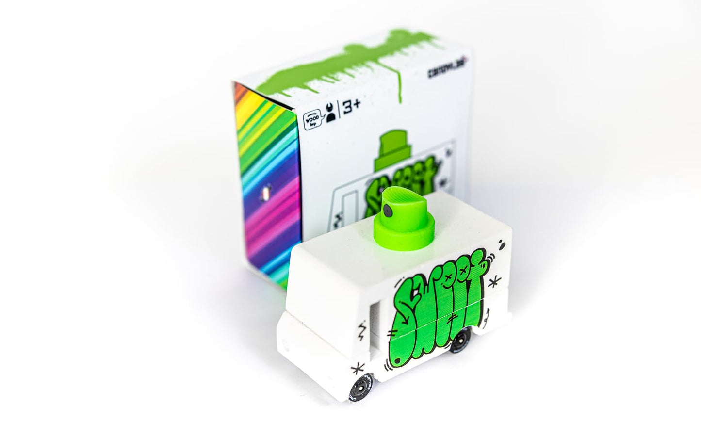 Candylab Toys CANDYCAR Wooden Food Truck Collection - Graffiti Green  enhanced Handcrafted Beech Wood Toy Car