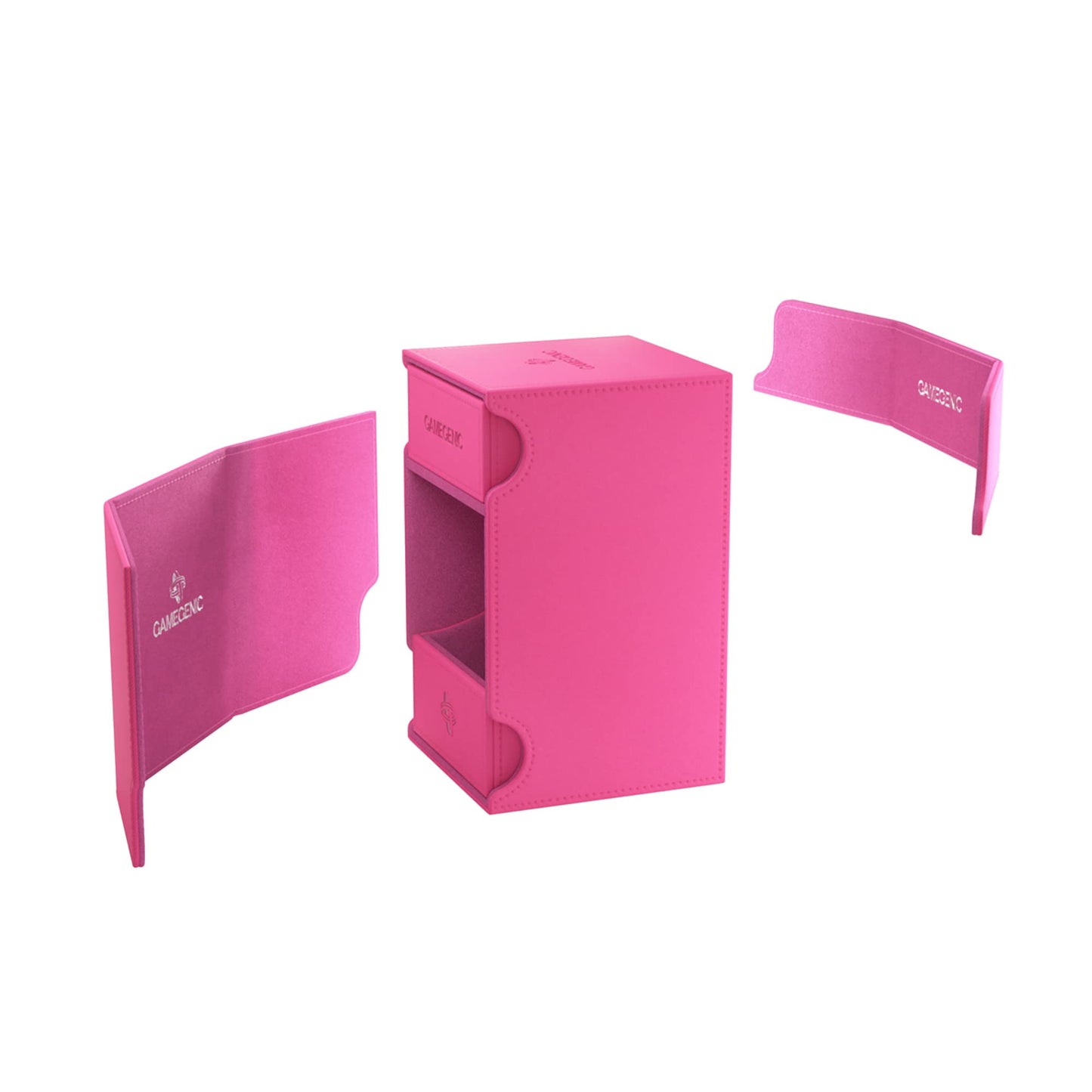 Watchtower 100+ Xl Convertible Deck Box - Double-Sleeved Card Storage, Card Game Protector, Nexofyber Surface, Holds Up To 100 Cards, Pink Color, Made By Gamegenic