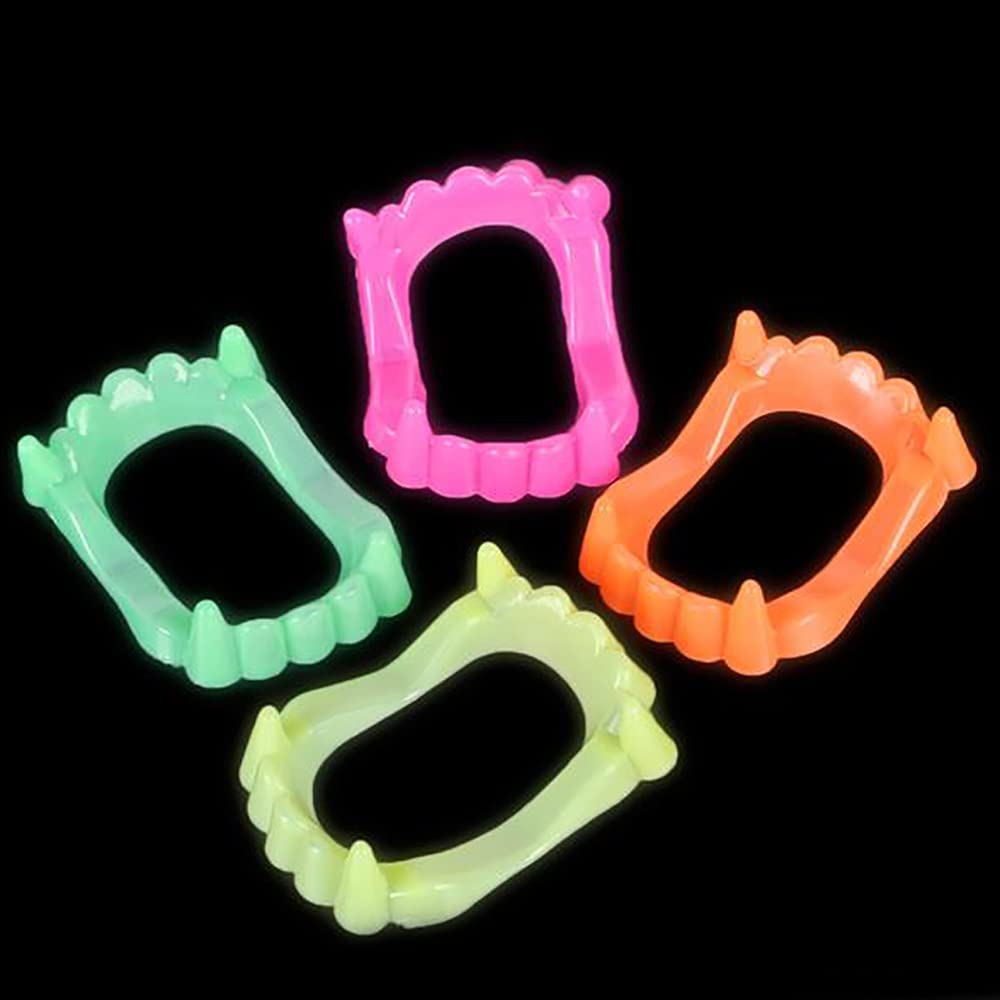 The Dreidel Company Halloween Teeth Neon Fangs Teeth, Costume, Funny Halloween Dress-Up, Pretend Play Decoration (100-Pack)