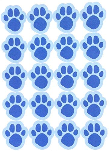 Sahm Blue Paw Print Stickers - 120 Dog Cat Animal Paws 1 Inch Small For Boy Or Girl - Great For Birthday Party Favors - Clues -