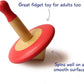 Shumee Organic Handmade Spinning Top 1 Pc/Set(Red)|6 Cm| 100% Child Safe| Gyroscopes Toy| Fidget Spinner| Educational Toys|Montessori,Kindergarten Toys| Gift Toys For Kids/Toddlers