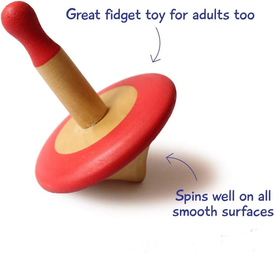 Shumee Organic Handmade Spinning Top 1 Pc/Set(Blue)|6 Cm| 100% Child Safe| Gyroscopes Toy| Fidget Spinner| Educational Toys|Montessori,Kindergarten Toys| Gift Toys For Kids/Toddlers