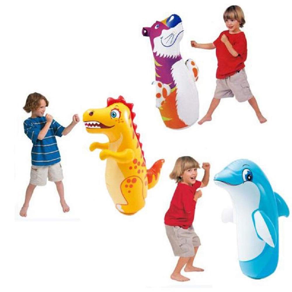 Intex Inflatable Bop Bag - 3D Tiger, Dinosaur & Dolphin - Random Color - PVC Material