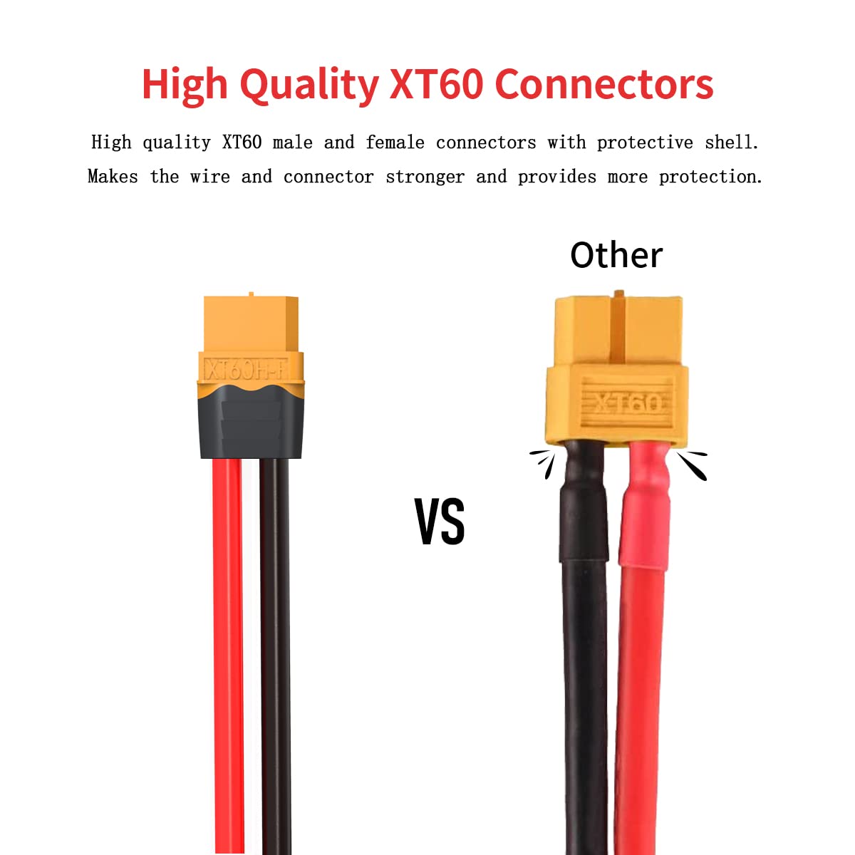 ELFCULB 5 Pairs XT60 Plug Male and Female Connector with 12AWG Cable XT60 Connector for RC Lipo Battery Drone(6Inches)