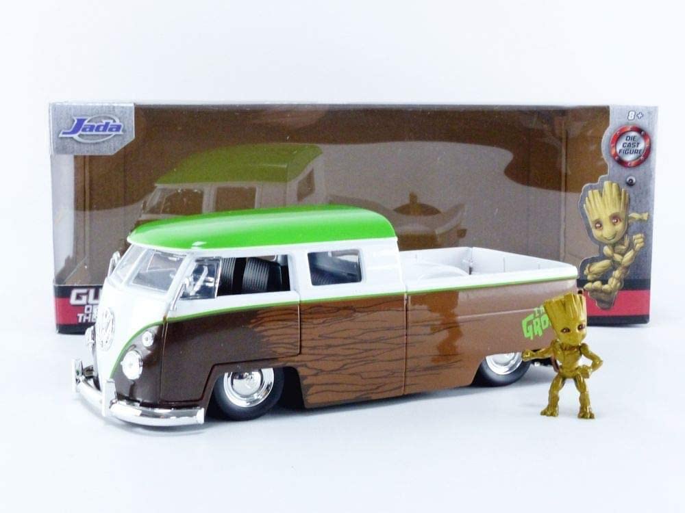1963 Volkswagen Bus Pickup Truck With Groot Diecast Figurine ''Guardians Of The Galaxy'' ''Marvel'' Series 1/24 Diecast Model Ca