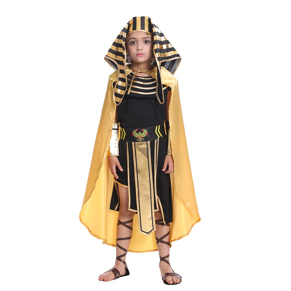 Dsplay Boys Egyptian Pharaoh Costume Cosplay Kids Halloween (7-9 Years)