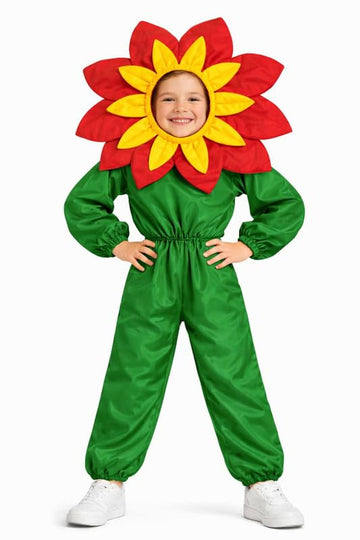 FancyDressWale Kids Flower Costume Dress with Headgear  Soft Fabric Sunflower Fancy Dress for School Functions, Annual Day, Cos