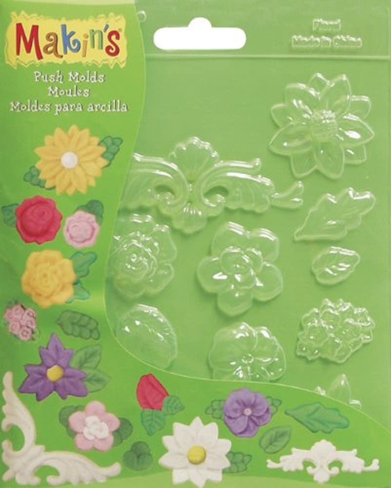 MakinS Usa Push Clay Molds, Floral