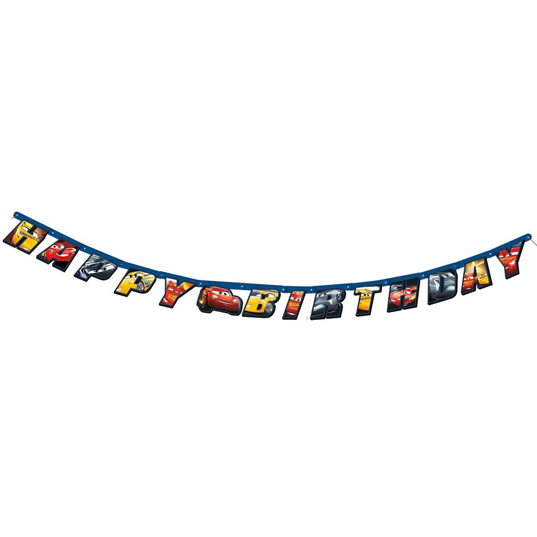 Unique Disney Cars 3 Birthday Jointed Banner - 6.2 Ft, 1 Pc