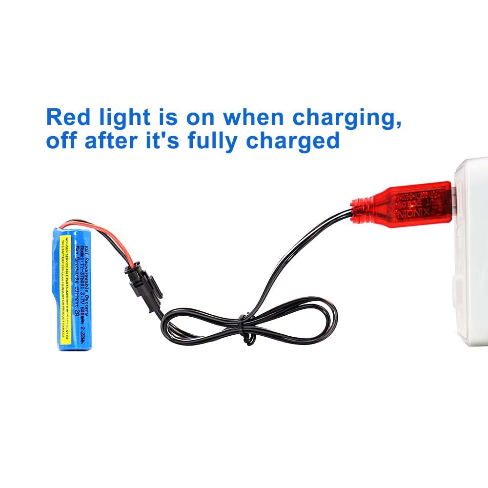 KBT 2 Pack 3.7V 600mAh Li-ion Rechargeable Battery for RC Cars, Trucks & Boats with Charger Cable