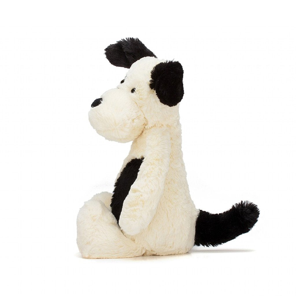 Jellycat Bashful Black and Cream Puppy Stuffed Animal, Small, 7 inches