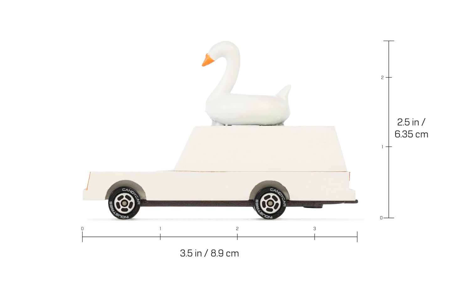 Candycar Wooden Diecast Collection - White Swan Wagon, Premium Handcrafted Beech Wood Toy Car