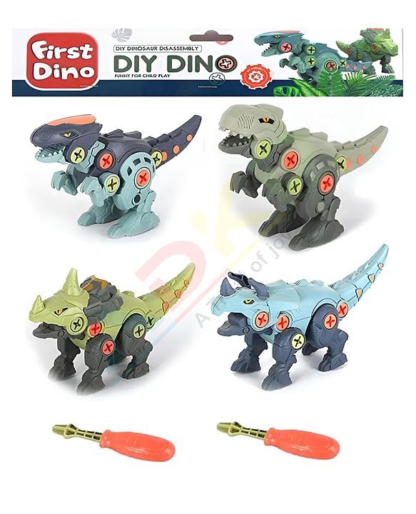 Toystrom DIY Dianosor Toy with Screwdriver Building Learning Stem Toys Pack of 4 (Color/Design May Vary) |