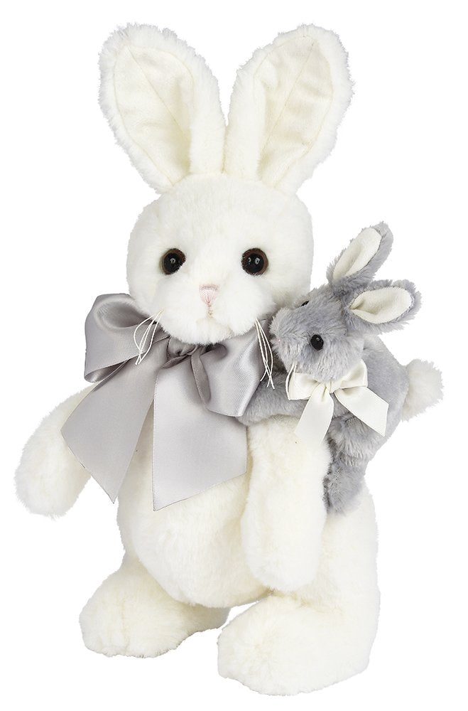Bearington Skip And Hop White Gray Plush Stuffed Animal Bunny Rabbit, Adorable, Cuddly, Great Gift For Bunny Lovers Of All Ages,