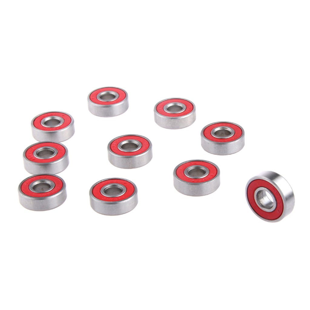 COMBR Replacement Pack of 10 ABEC7 Longboard Skateboard Bearings Fast Racing Red