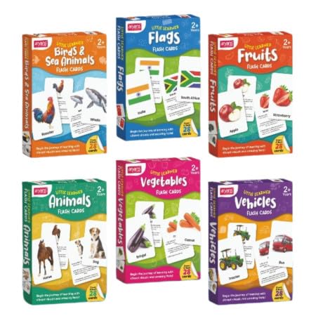 Yuiop  Little Learner Flash Cards  168 Cards Front & Back  6 Mix Design  7 Subjects Covered  Kids Educational (Pack Of 6)
