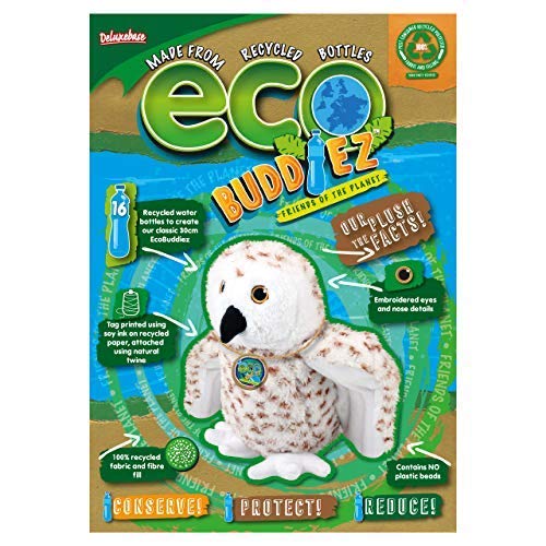 Ecobuddiez - Snowy Owl From Deluxebase. 12 Inch Snowy Owl Plush Toy. Eco Friendly Child Safe Owl Stuffed Animal Made From Recycled Plastic Bottles.