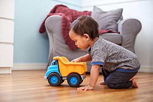Green Toys Dump Truck, Blue/Orange - Pretend Play, Motor Skills, Kids Toy Vehicle. No BPA, phthalates, PVC. Dishwasher Safe, Rec