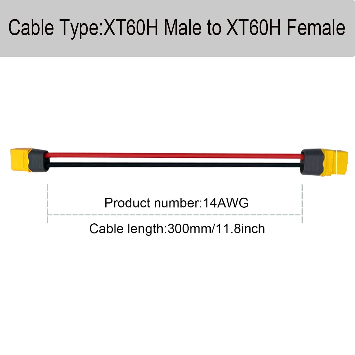 3PCS XT60H Plug Extension Cable XT60H Plug Male Connector to XT60H Plug Female Connector Wire Adapter with 11.8inch 14awg Silico
