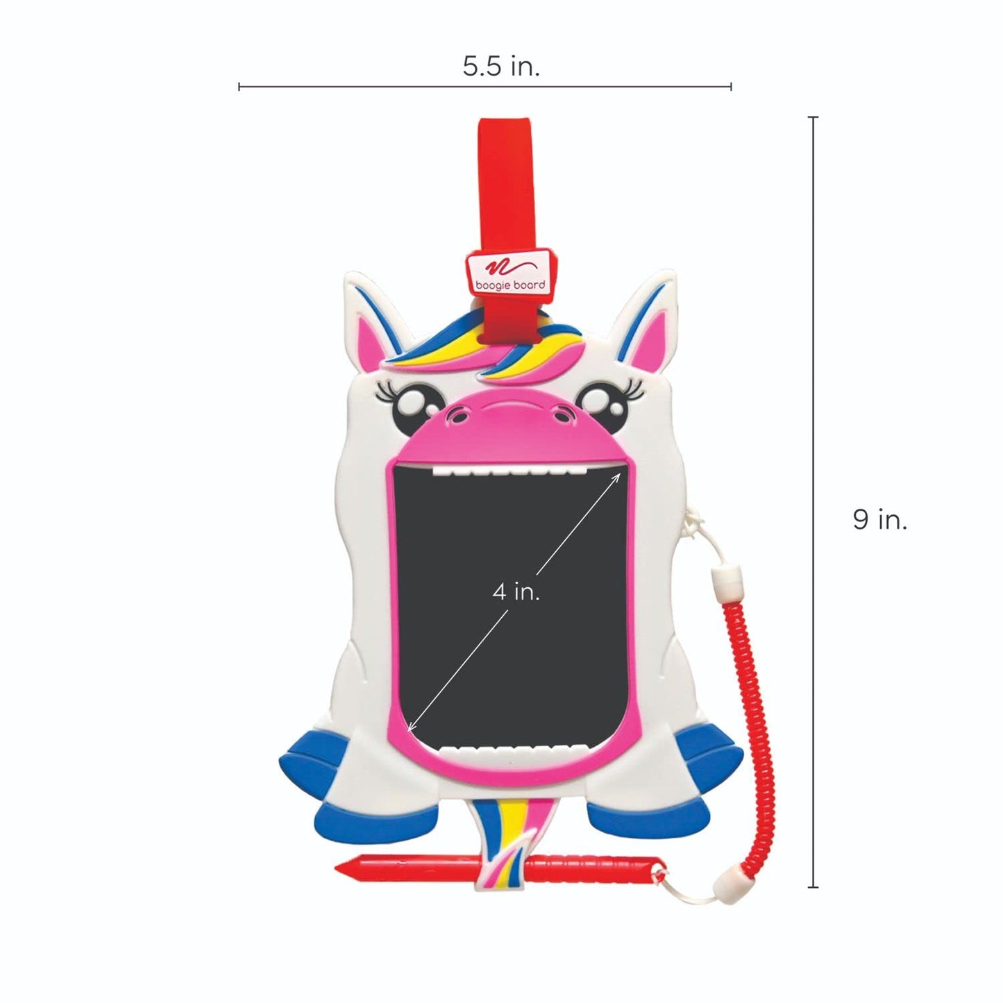 Boogie Board Kids Sketch Pals Portable Authentic Doodle Board, 4-Inch Reusable Drawing Pad With Attached Stylus, Perfect For Travel & Road Trips For Kids Ages 4+, Unicorn