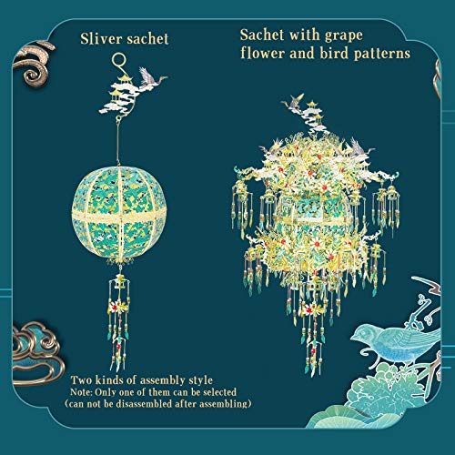 Piececool 3D Metal Puzzles For Adults, Silver Sachet With Grape Diy 3D Model Building Kits Stem Toys For Teens Boys, Great Hallo