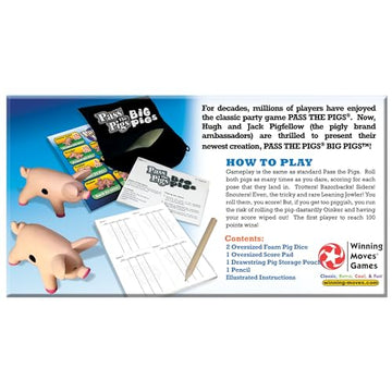 Winning Moves Pass The Pigs Big Pigs Game - Hysterical Foam Dice Rolling for 2-4 Players, Ages 8+, Multi-colored